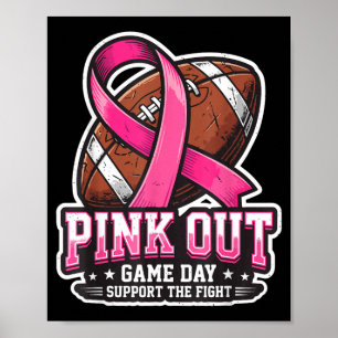 Pink Out Game Day Support Football Ribbon Poster