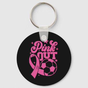Pink Out Kick For A Cure Soccer Breast Cancer Pink Key Ring