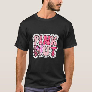 Pink Out Leopard Football Coquette Bow Ribbon Brea T-Shirt