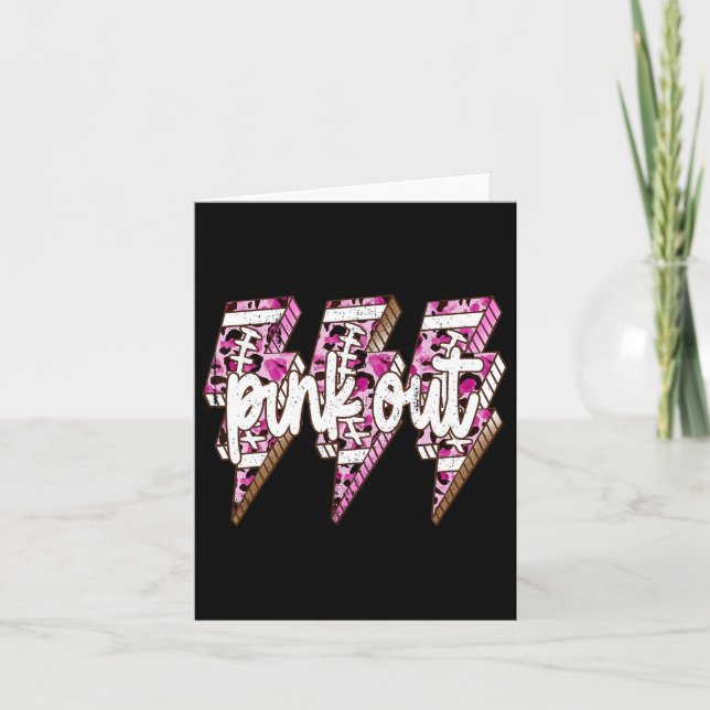 Pink Out Leopard Lightning Bolt Breast Cancer Awar Card (Front)