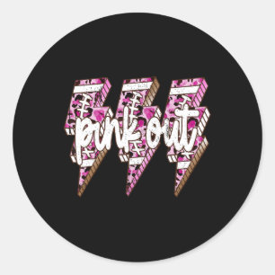 Pink Out Leopard Lightning Bolt Breast Cancer Awar Classic Round Sticker