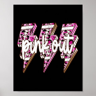 Pink Out Leopard Lightning Bolt Breast Cancer Awar Poster