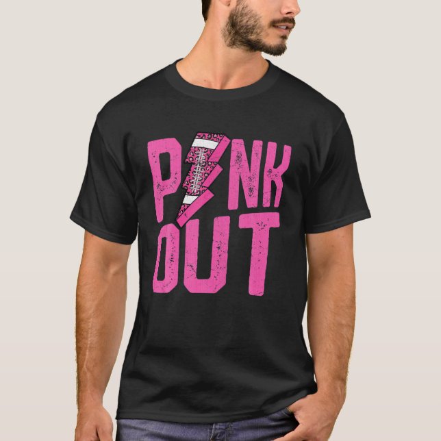 Pink Out S Breast Cancer Football Player Sports Fa T-Shirt (Front)