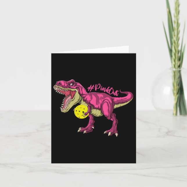 Pink Out T Rex And Picklebyll Byll Breast Cancer A Card (Front)