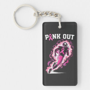Pink Out Tackle Breast Cancer American Football Key Ring