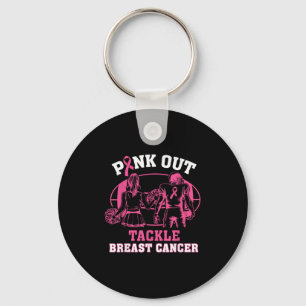 Pink Out Tackle Breast Cancer Awareness American F Key Ring