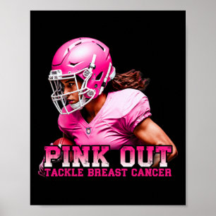 Pink Out Tackle Breast Cancer Awareness American F Poster
