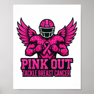 Pink Out Tackle Breast Cancer Awareness American F Poster