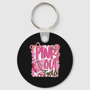 Pink Out Tackle Breast Cancer Awareness Ribbon Foo Key Ring