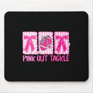 Pink Out Tackle Breast Cancer Coquette Bow Footll Mouse Mat