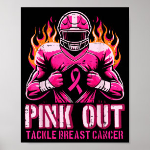 Pink out tackle breast cancer football aware men poster