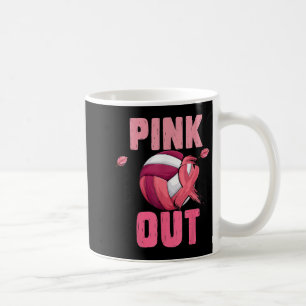 Pink Out Volleyball Breast Cancer Awareness Ribbon Coffee Mug