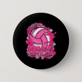 Pink Out Volleybyll Pink Ribbon Breast Cancer Awar 6 Cm Round Badge