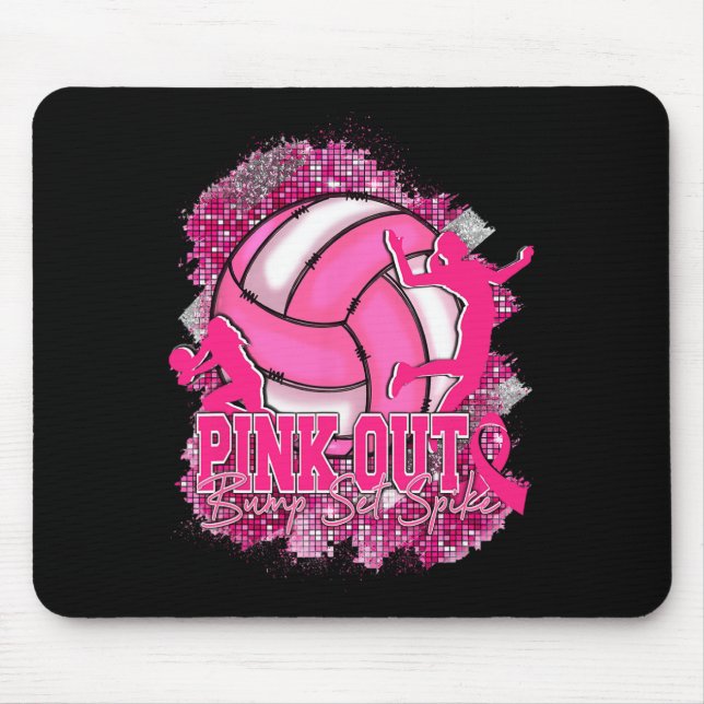 Pink Out Volleybyll Pink Ribbon Breast Cancer Awar Mouse Mat (Front)