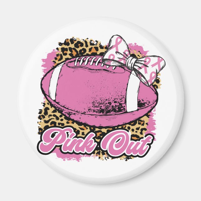 Pink Out With Rugby (Softball) Ball Magnet (Front)