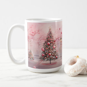 Pink Outdoor Christmas Scene Coffee Mug