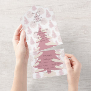 Pink Outdoor Nature Trees Winter All In One Invitation