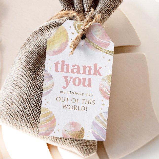 Pink Outer Space Girl Birthday Favour Tag (Creator Uploaded)