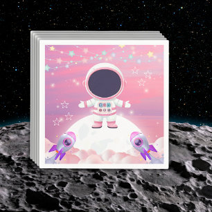 Pink Outer Space Little Explorer Baby Shower  Napkin
