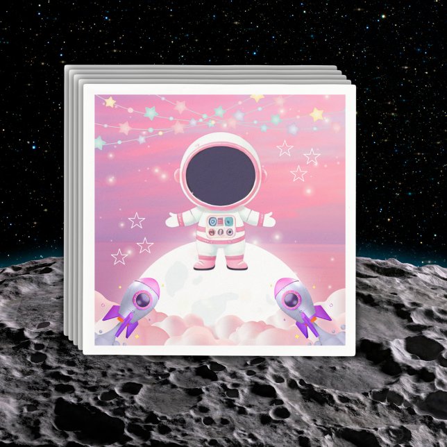 Pink Outer Space Little Explorer Baby Shower  Napkin (Creator Uploaded)