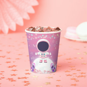Pink Outer Space Little Explorer Baby Shower Paper Cups