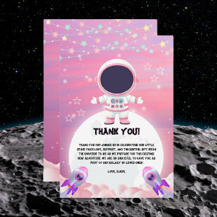 Pink Outer Space Little Explorer Baby Shower Thank You Card