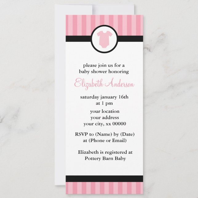 Pink Outfit Girl Baby Shower Invitation (Front)