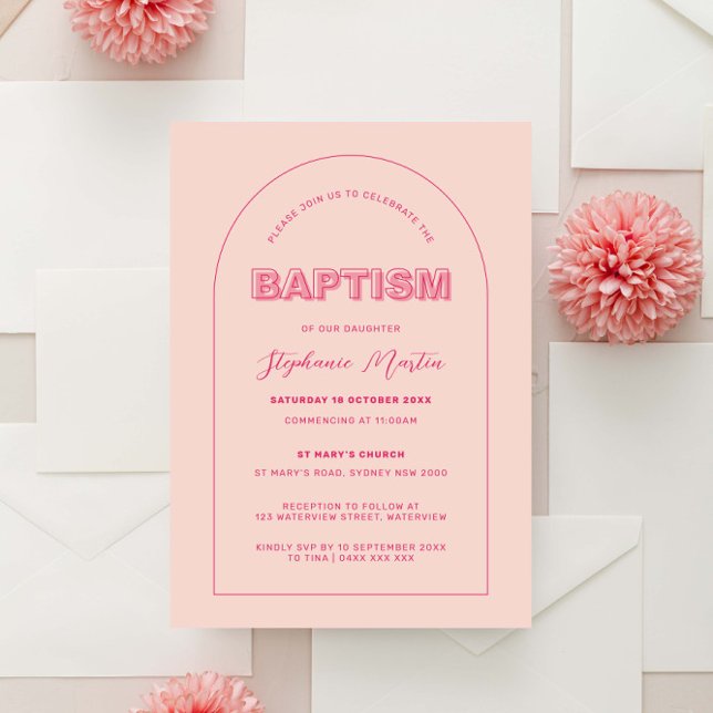 Pink Outline Bold Type Baptism Invitation (Creator Uploaded)