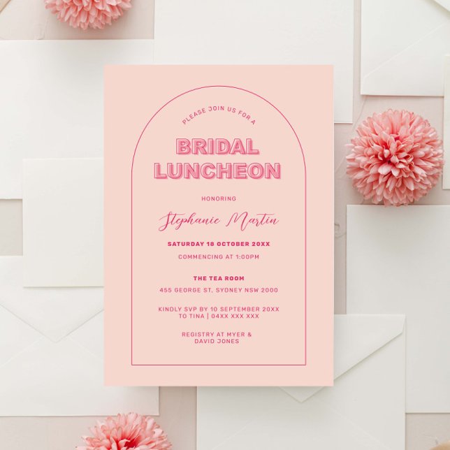 Pink Outline Bold Type Bridal Luncheon Invitation (Creator Uploaded)
