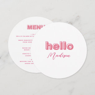 Pink Outline Bold Type Menu Card with Name