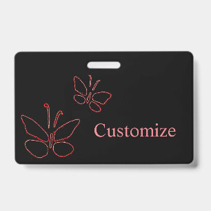 pink outline butterflies black Thunder_Cove  ID Badge