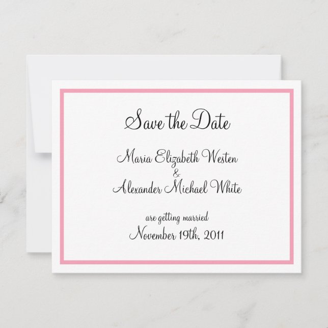 Pink Outline Save the Date Announcements (Front)