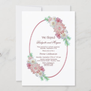 Pink Oval Floral Wedding After Party Invitation