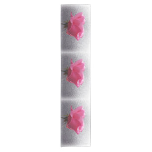 pink over grey short table runner