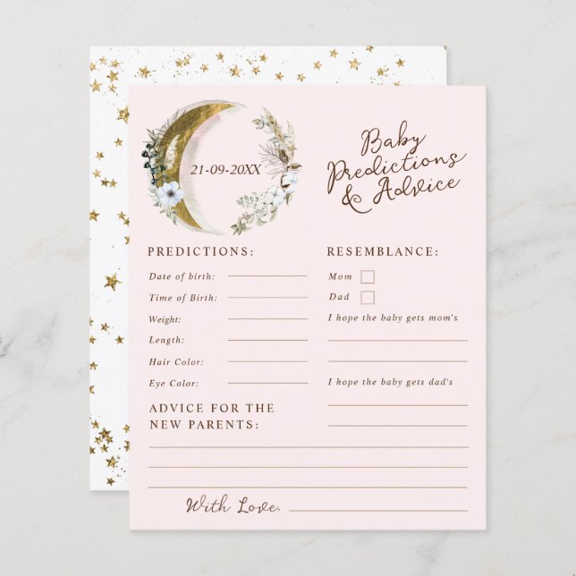 Pink Over The Moon Baby Predictions and Advice (Front/Back)