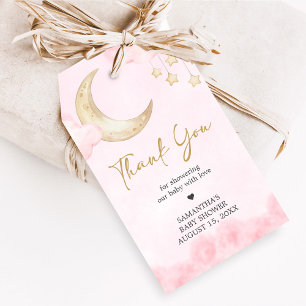 Pink Over the Moon Baby Shower Favor Tags