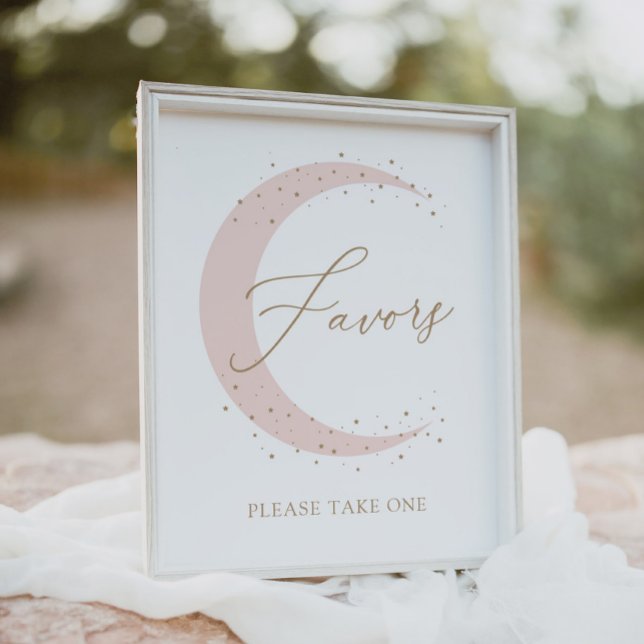Pink Over the Moon Baby Shower Favours Sign (Creator Uploaded)