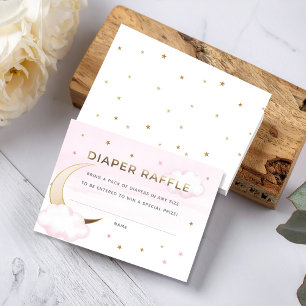 Pink Over the Moon Diaper Raffle Insert Card