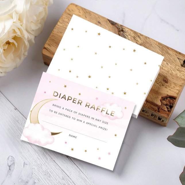 Pink Over the Moon Diaper Raffle Insert Card (Pink Over the Moon Diaper Raffle Insert Card
#OverTheMoon)