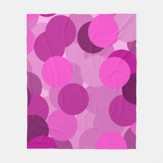 Pink Overlapping Circle Pattern  Fleece Blanket (Front)