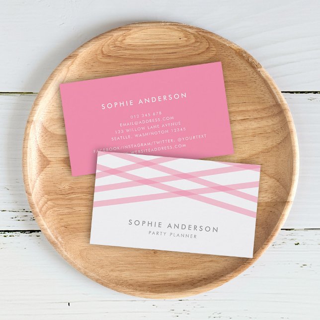 Pink Overlapping Lines Business Card (Creator Uploaded)
