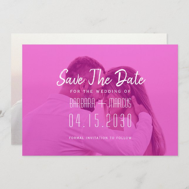 Pink Overlay Photo  Save The Date (Front/Back)