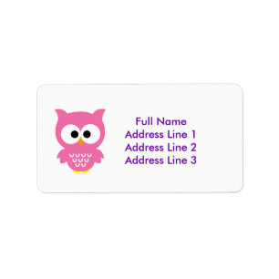 Pink owl address labels