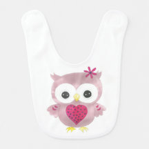 Pink Owl Baby Bib