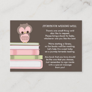 Pink Owl Baby Shower Book Insert Request Card