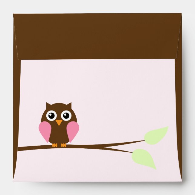 Pink Owl Baby Shower Envelopes (Back (Top Flap))