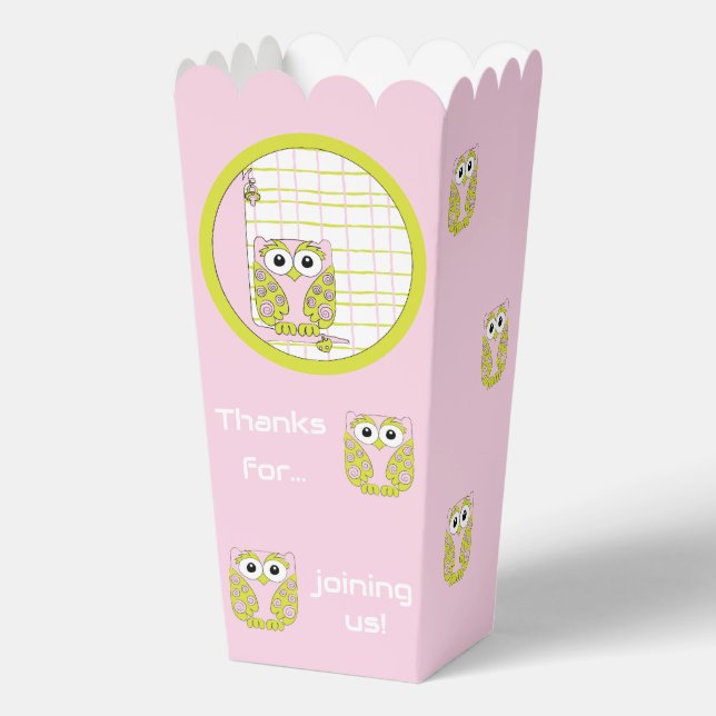Pink Owl Baby Shower Favour Box (Front)