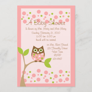 Pink Owl Baby Shower Invitation
