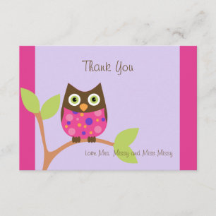 Pink Owl Baby Shower Invitation-hotpink by request Thank You Card