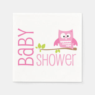 Pink Owl Baby Shower Napkin